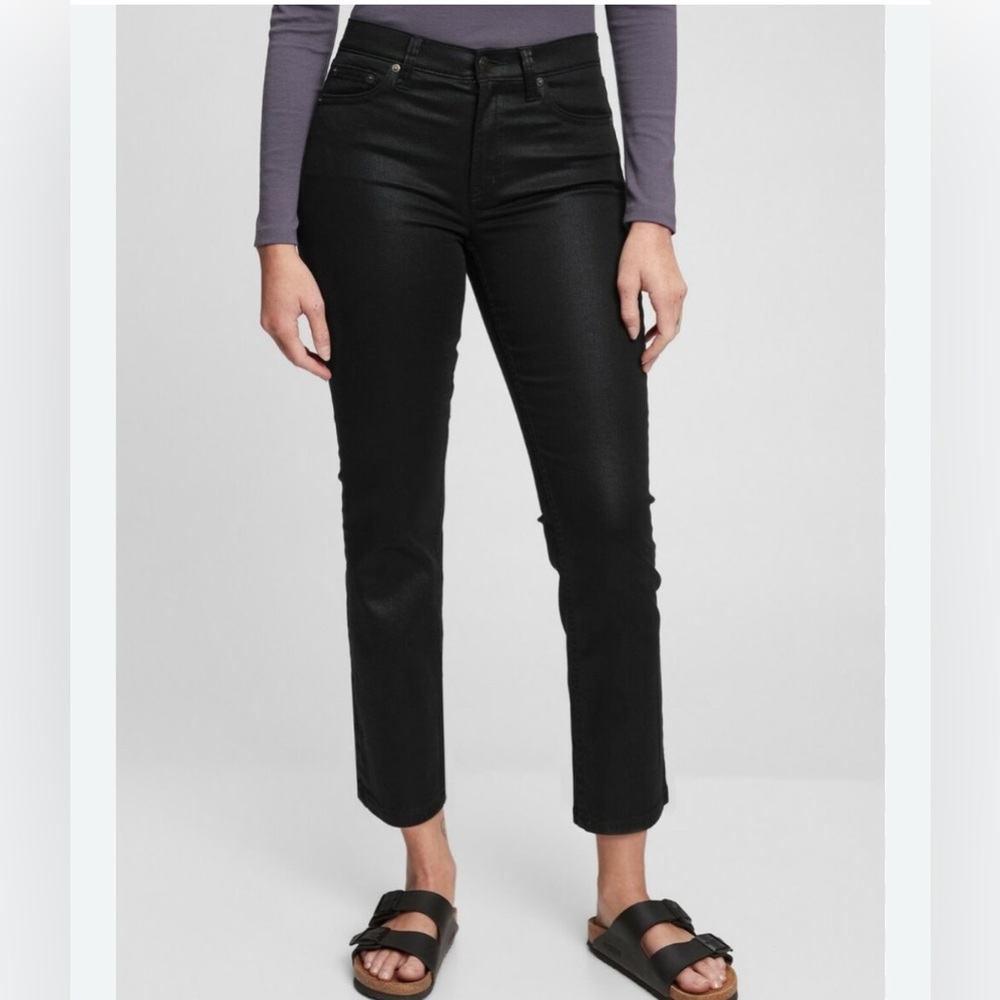 NEW Gap Mid Rise Vintage Slim Coated Jeans 0/27” True Black Foil $79